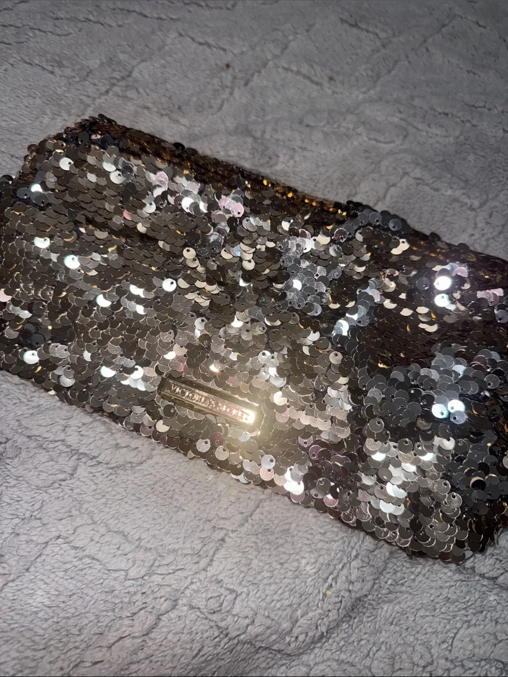 Victoria's Secret Silver Sequin Wristlet Clutch